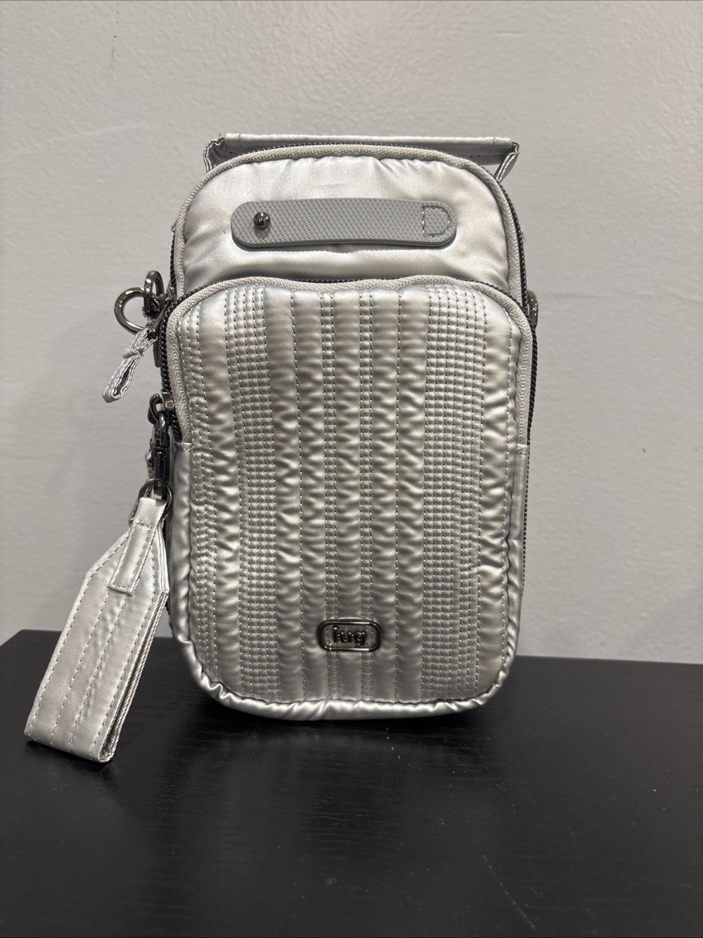 lug Metallic Silver Quilted skeeter mini B Crossbody w wallet & 2 straps new